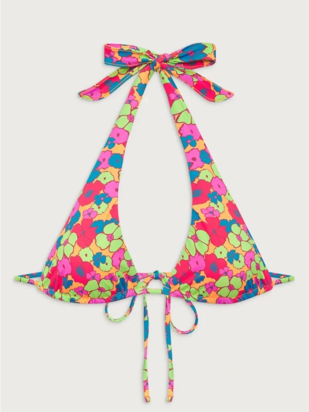 Frankie’s Bikinis Diana Halter Bikini Top & Bash Bottom 2 Piece Set Groovy XS